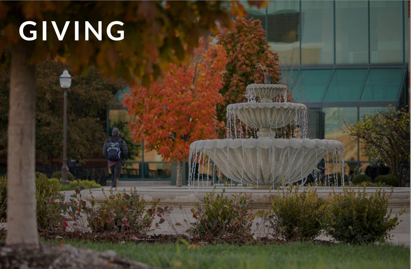 James H Zumberge Hall Fountain, the caption is giving
